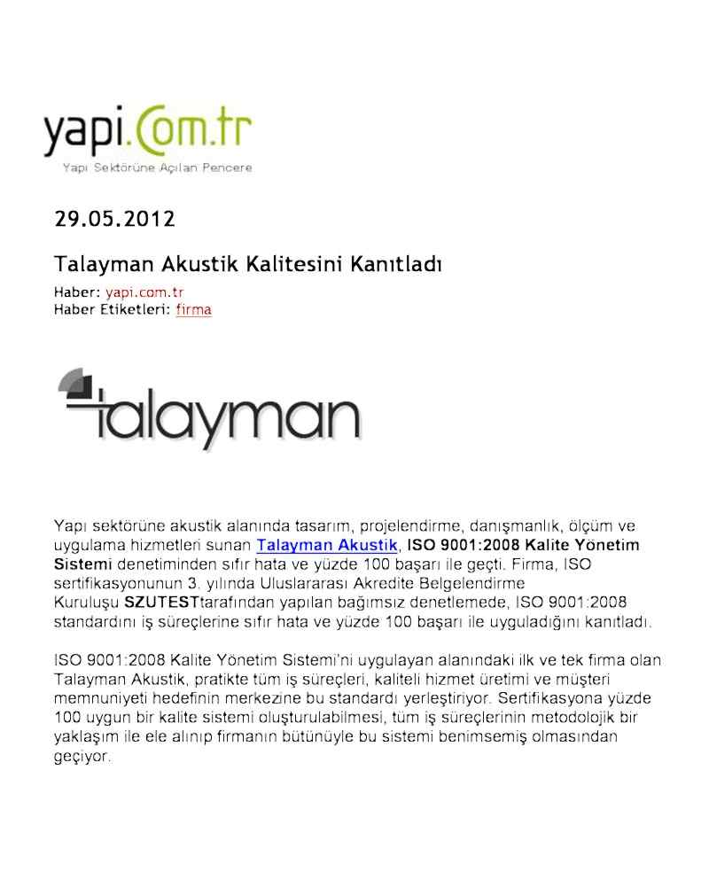 Talayman Akustik Kalitesini Kanıtladı